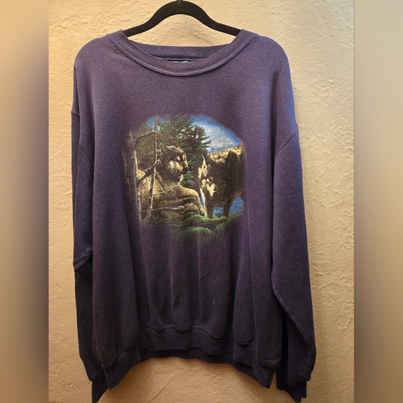 Vintage Other - Vintage Algonquin Wolf Graphic Sweatshirt | Purple | Nature Fantasy | 90s Fit
